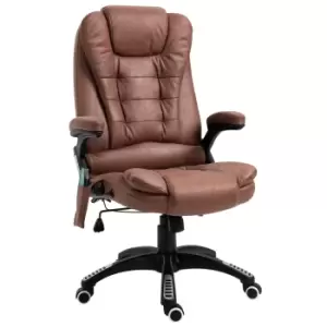 Vinsetto Ergonomic Office Chair Massage Recliner Gaming Heated Home Office Padded Leathaire Fabric & Swivel Base Brown