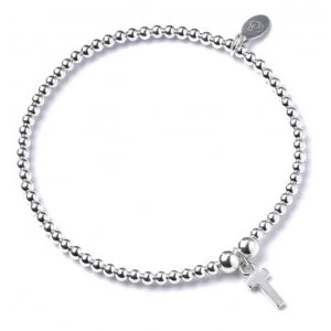 Initial T Charm with Sterling Silver Ball Bead Bracelet