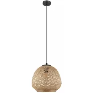 Hanging Ceiling Pendant Light Round Wicker Shade 1 x 40W E27 Hallway Feature