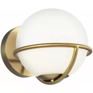 Loops - Wall Light White Opal Etched Glass Globes Burnished Brass LED G9 3.5W