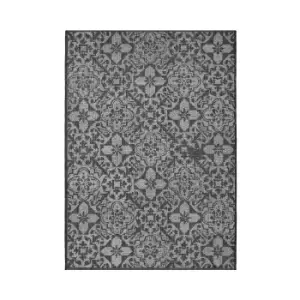 Indoor Outdoor Tile Rug - Grey - 100x150cm