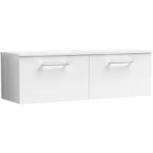 Nuie Arno Gloss White 1200mm Wall Hung 2 Drawer Vanity Unit with Worktop - ARN122W2 - Gloss White