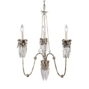 Venetian Chandelier 3 Light Beige, Gold Finish, E14