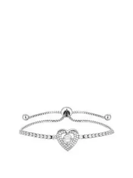 Jon Richard Silver Cubic Zirconia Heart Toggle Bracelet