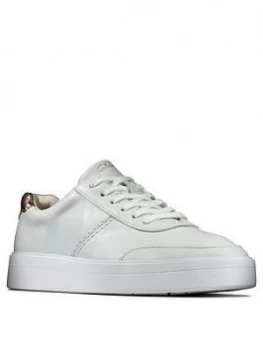 Clarks Hero Walk Leather Trainer - White Combi, Size 6, Women