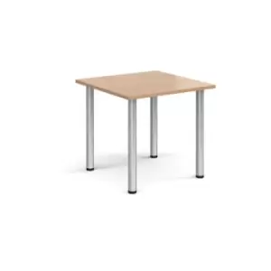 Rectangular silver radial leg meeting table 800mm x 800mm - beech