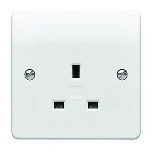 MK 13A Unswitched Single Plug Socket - White