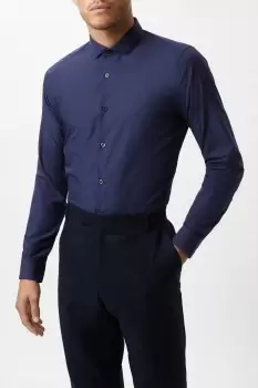 Navy Skinny Fit Long Sleeve Easy Iron Shirt