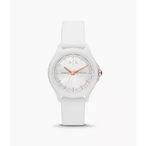 Armani Exchange Womens Three-Hand Silicone Watch - White