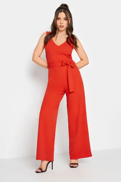 PixieGirl Petite Scuba Crepe Jumpsuit Orange