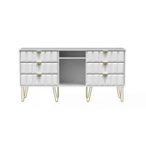 Welcome Furniture Cuba 6 Drawer TV Unit With Legs - White Matt