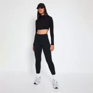 I Saw It First Rib High Waist Leggings - Black