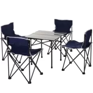 Outsunny 5 Piece Outdoor Foldable Camping Table Chairs Set Hiking Travel W/ Bag