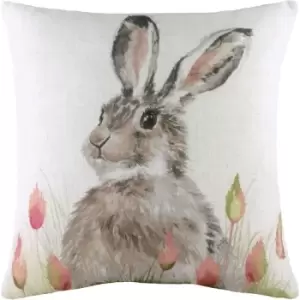 Evans Lichfield Hedgerow Hare Cushion Cover (One Size) (White/Brown) - White/Brown