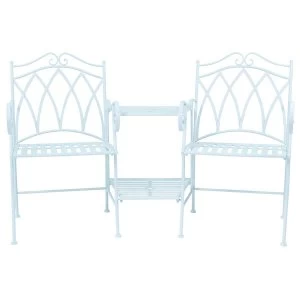 Charles Bentley Wrought Iron Companion Seat - Pastel Blue