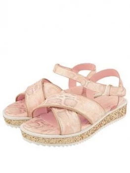 Monsoon Girls Snake Shimmer Glitter Flatform Sandal - Pale Pink, Size 10 Younger