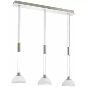 Pendant Light Colour Satin Nickel Shade White Glass Alabaster Bulb LED 3x6W