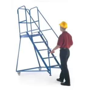 4 Tread Tilt n Push Mobile Safety Steps - Painted Blue