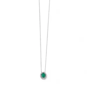 Elements 9ct White Gold Emerald And Diamond Pendant GP928G