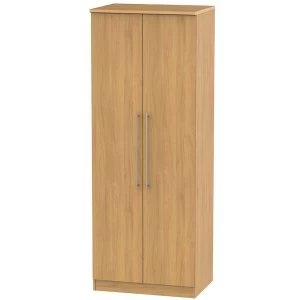 Robert Dyas Edina Ready Assembled Tall 2-Door Wardrobe - Modern Oak