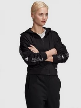 adidas Badge Of Sport Printed Full Zip Hoodie - Black, Size XL, Women