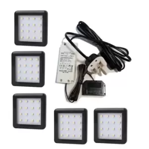 Moderix Square 1.5W Black - LED Light Kit Under Cabinet Shelf Cupboard - Light N