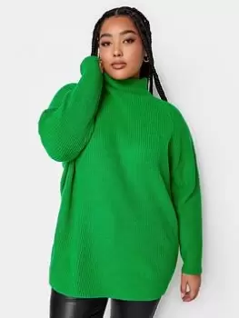 Yours Mixed Rib Jumper Bright Green, Size 14-16, Women