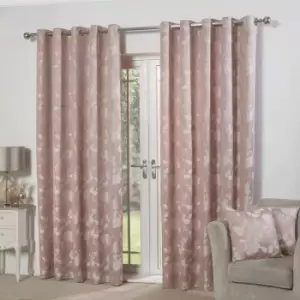 Emma Barclay Butterfly Meadow Eyelet Curtain 66 X 54, 100% Polyester, Blush Pink, W 66 x Drop 54" (168 x 137cm)