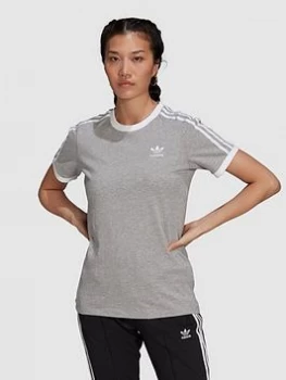 adidas Originals 3 Stripes T-Shirt - Medium Grey Heather, Size 6, Women