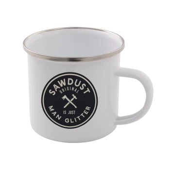 Sawdust Is Just Man Glitter Enamel Mug - White