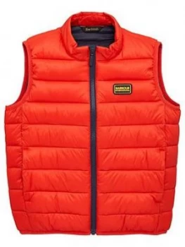 Barbour International Boys Reed Quilt Gilet - Red, Size Age: 8-9 Years