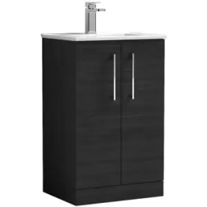 Arno Charcoal Black 500mm 2 Door Vanity Unit with 18mm Profile Basin - ARN601B - Charcoal Black - Nuie