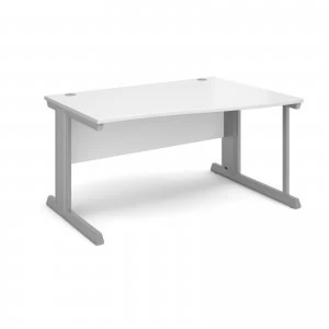 Vivo Right Hand Wave Desk 1400mm - Silver Frame White Top