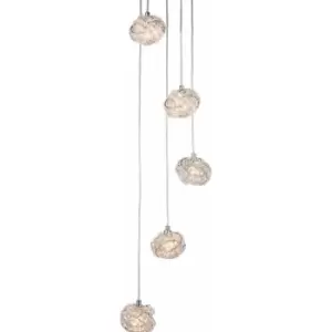 Loops - Multi Light Ceiling Pendant 5 Bulb Chrome & Crystal Glass Chandelier Height Lamp