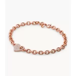 Michael Kors Womens 14K -Plated Sterling Silver Pav Heart Line Bracelet - Rose Gold