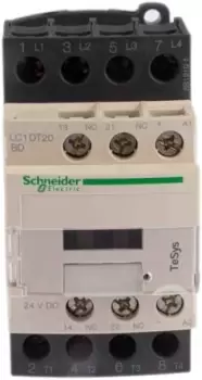 Schneider Electric TeSys D LC1D 4 Pole Contactor - 20 A, 24 V dc Coil, 4NO