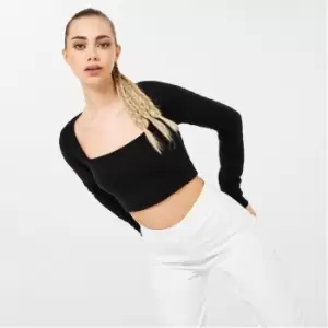 Missguided Tall Quilted Square Neck Crop Top - Black