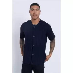 I Saw It First Navy Knitted Button Through Top - Blue