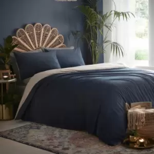 Loft Tate Soft Velvet Duvet Cover Set, Ink Blue, Single - Appletree