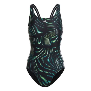 adidas Souleaf Graphic 3-Stripes Swimsuit Womens - Black