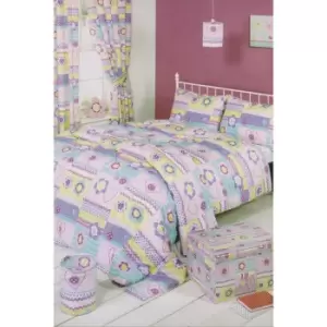 Mucky Fingers Childrens Girls Patchwork Design Unlined Curtains With Tiebacks (168cm x 183cm (66in x 72in)) (Multicoloured)