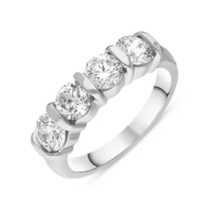 Platinum Diamond Four Stone Bar Set Half Eternity Ring