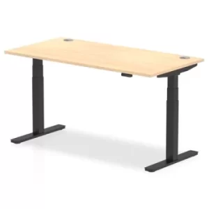 Air 1600 x 800mm Height Adjustable Desk Maple Top Cable Ports Black Leg