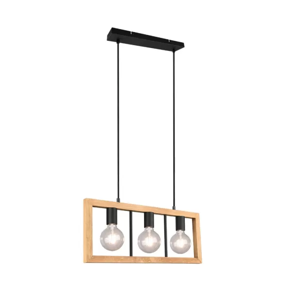 Agra Vintage 3 Light Bar Pendant Ceiling Light Black Matt