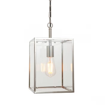 Pendant Bright Nickel Plate & Clear Glass 1 Light Dimmable IP20 - E27