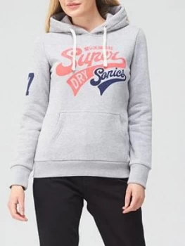 Superdry Collegiate Cali Graphic Hoodie - Grey Marl , Grey Marl, Size 8, Women