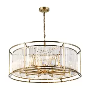 Luminosa Guilford Ceiling Pendant, 10 Light E14, Antique Brass, Clear