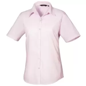 Premier Short Sleeve Poplin Blouse / Plain Work Shirt (18) (Pink)