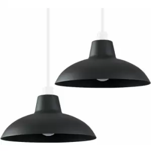 Minisun - 2 x Civic Metro Ceiling Light Shades - Black - No Bulb