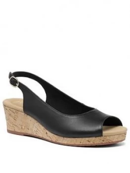 Hotter Tahiti Wedge Heeled Sandals - Black, Size 8, Women